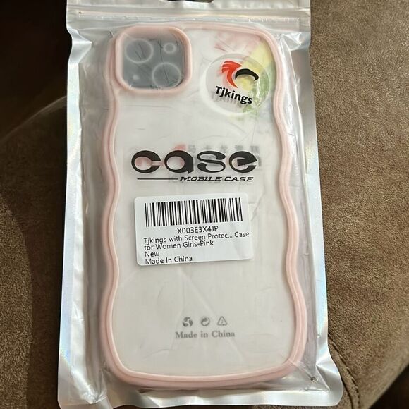 iPhone 14 Plus Case‎ Clear Curly Wave Frame  Shockproof Protective Cover Pink - Picture 8 of 10